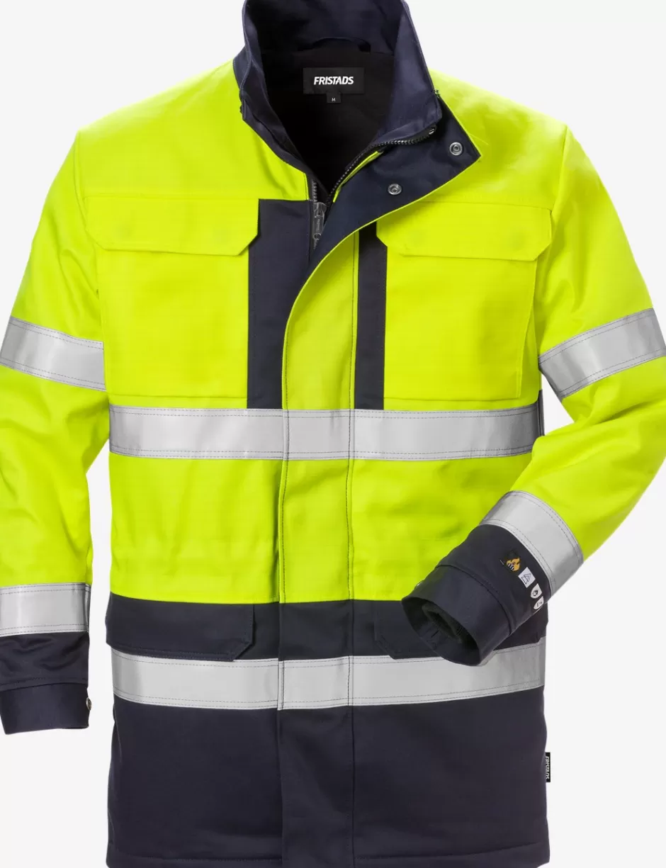 Online Fristads Flame Hi Vis Vinter Parka Jakke Kl 3 4589 FLAM Hi-Vis gul/Marine - 171