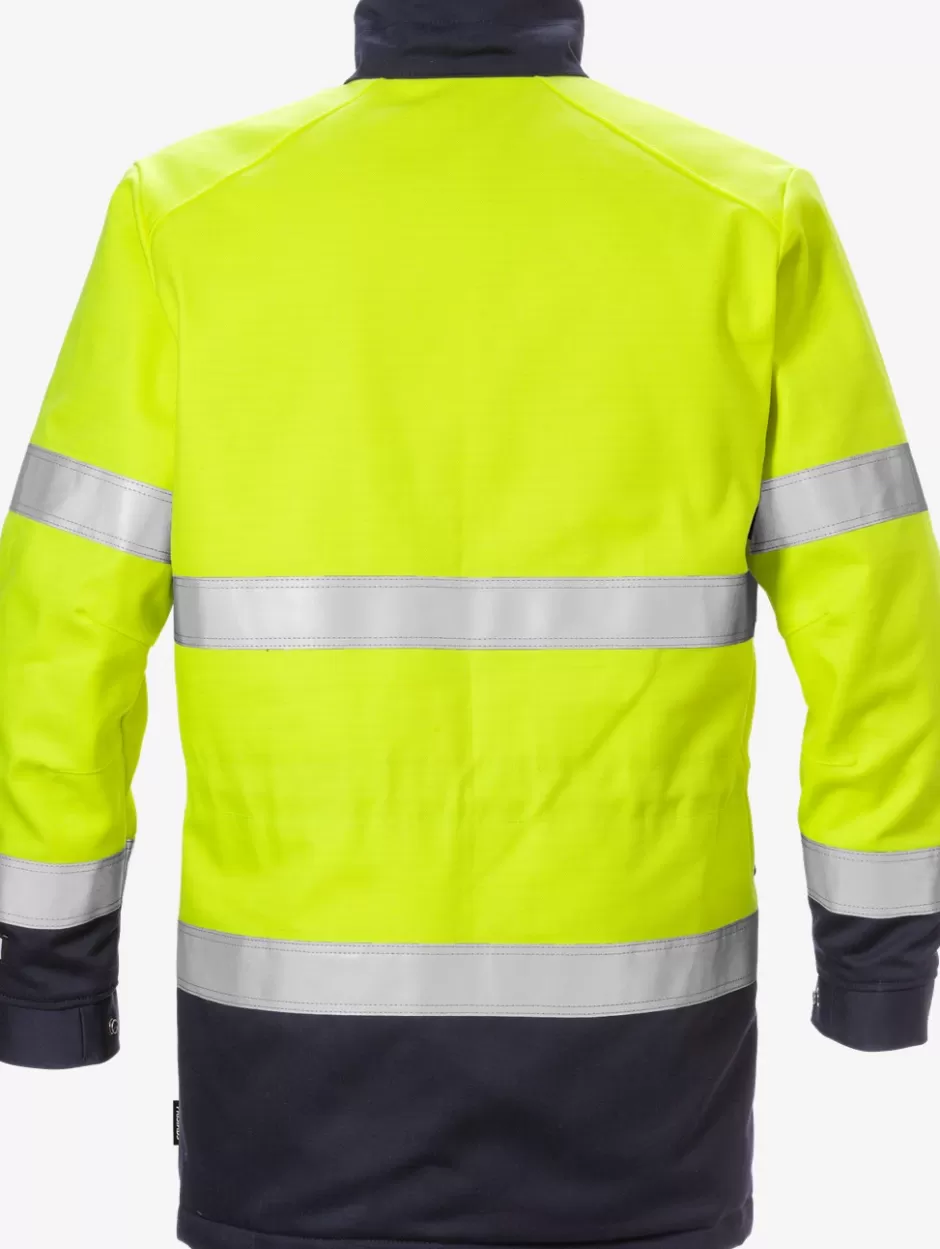 Online Fristads Flame Hi Vis Vinter Parka Jakke Kl 3 4589 FLAM Hi-Vis gul/Marine - 171