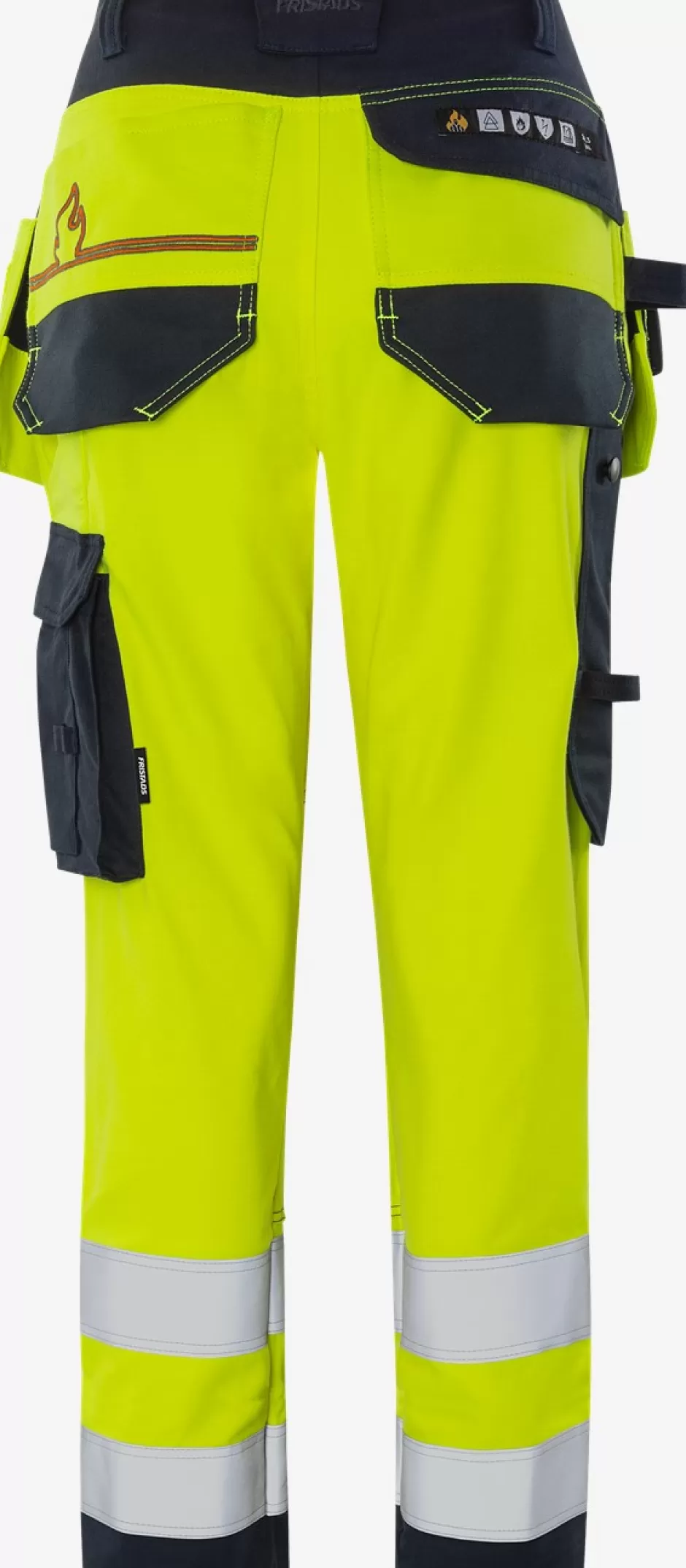 Discount Fristads Flamestat High Vis Håndværker Stretch Bukser Klasse 2 Dame 2164 ATHF Hi-Vis gul/Marine - 171
